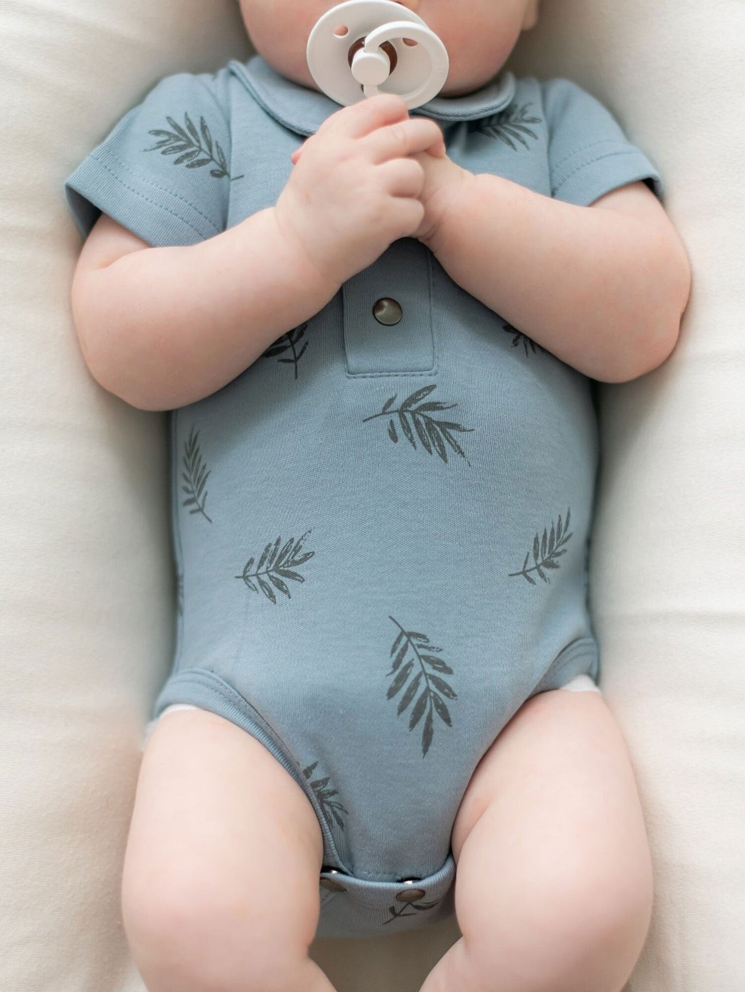 L'ovedbaby Organic Polo Bodysuit - Pool Fern
