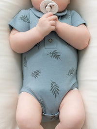 L'ovedbaby Organic Polo Bodysuit - Pool Fern