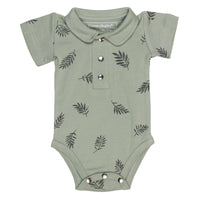 L'ovedbaby Organic Polo Bodysuit - Seafoam Fern