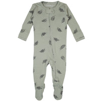 L'ovedbaby Organic Zipper Footie - Seafoam Fern