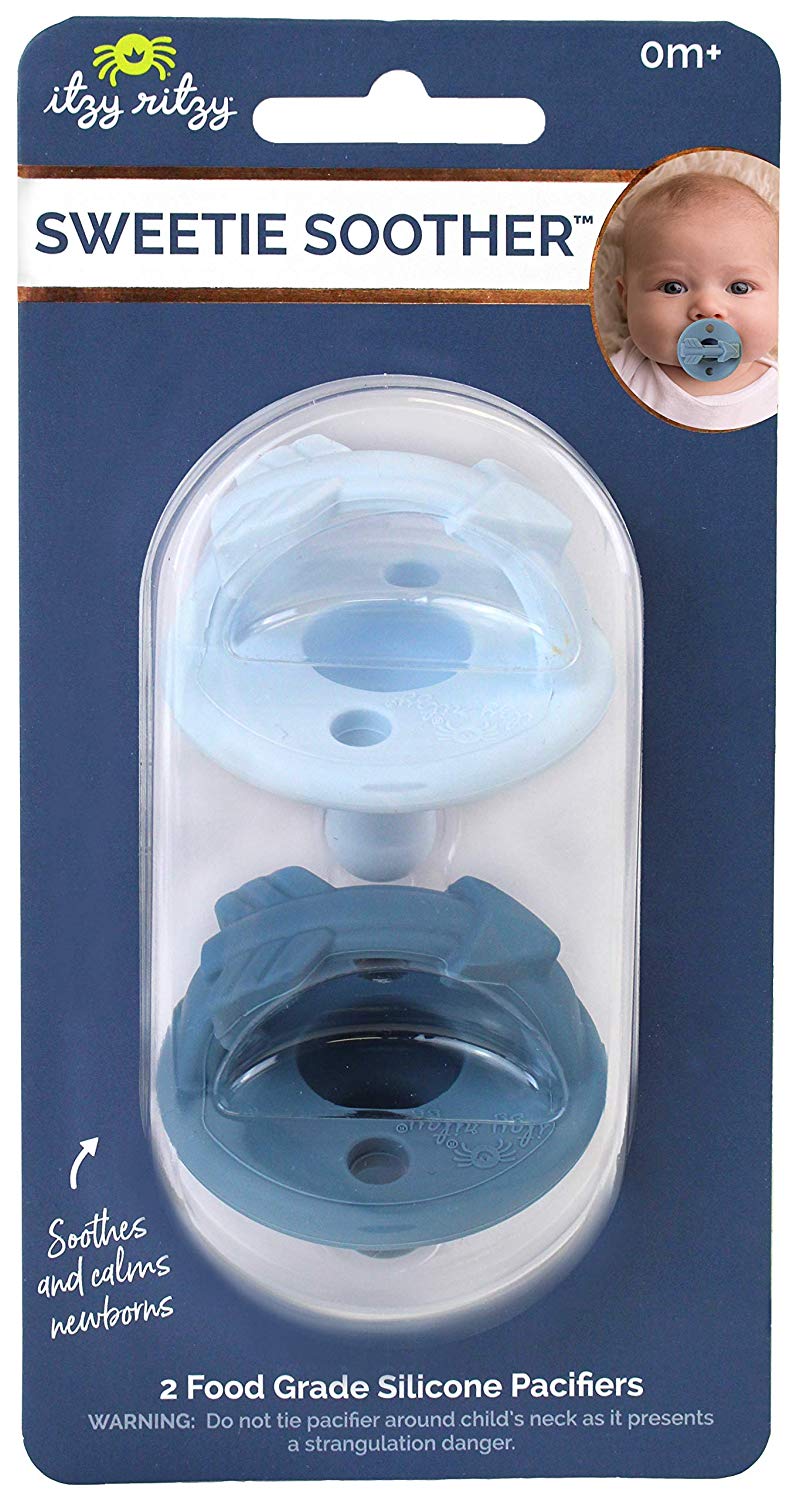 Itzy Ritzy Sweetie Soother Silicone Pacifier 2 Pack - Blue Arrows