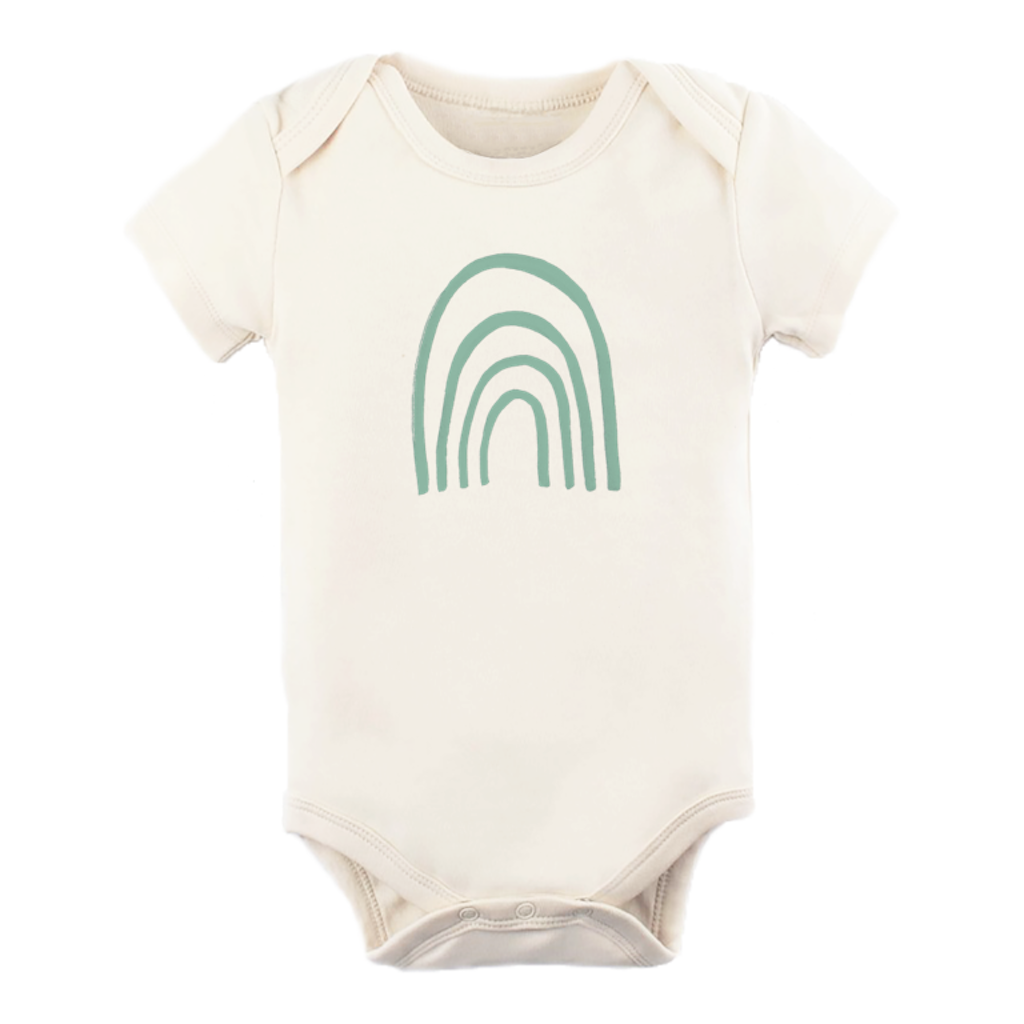 Tenth & Pine Organic Baby Short Sleeve Bodysuit - Seafoam Rainbow