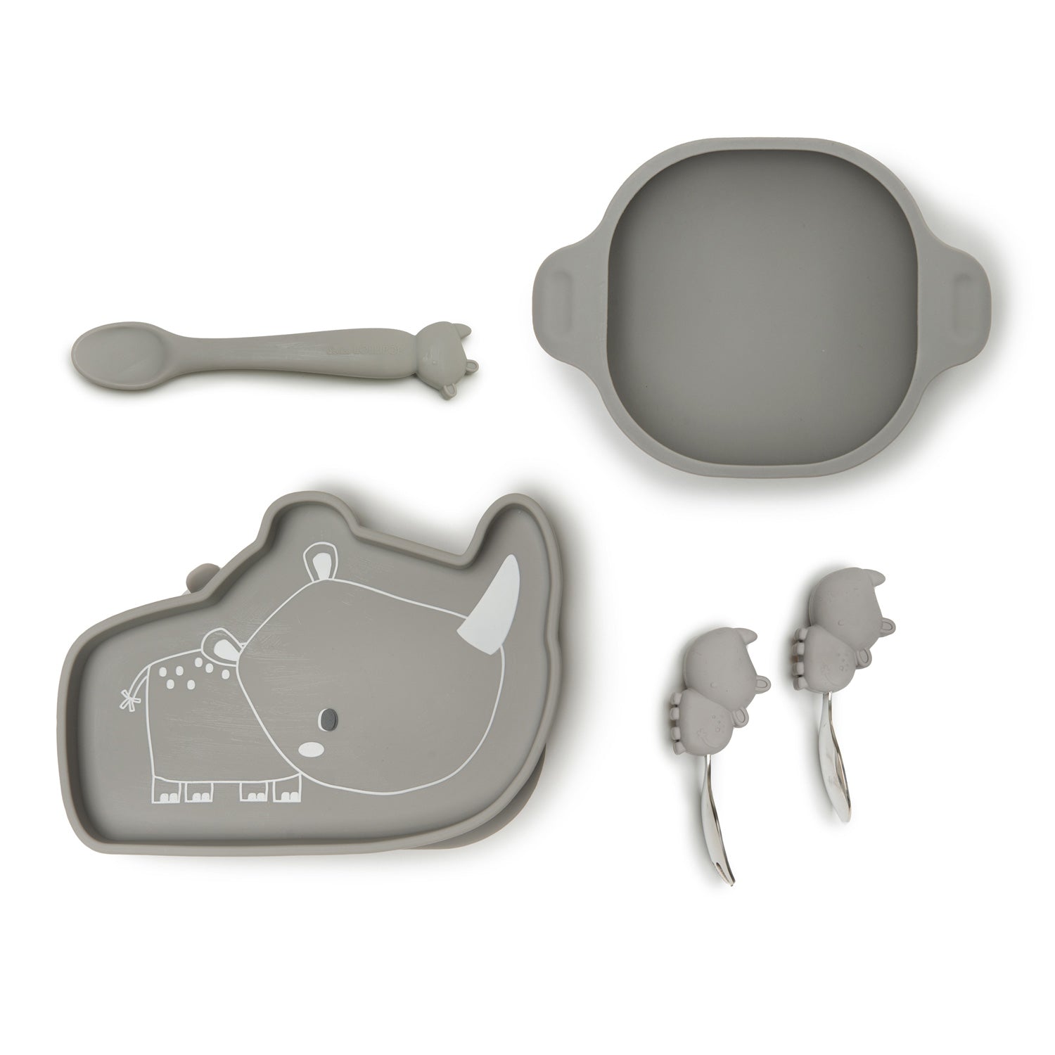 Loulou Lollipop Silicone Suction Snack Plate - Rhino