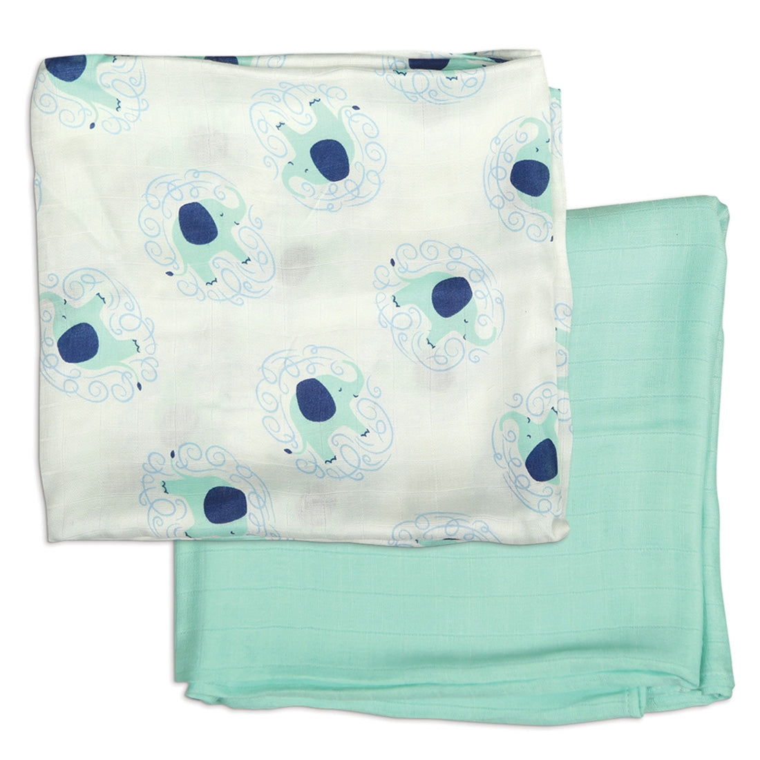 Silkberry Baby Bamboo Muslin Swaddle Blanket 2 Pack - Elephant