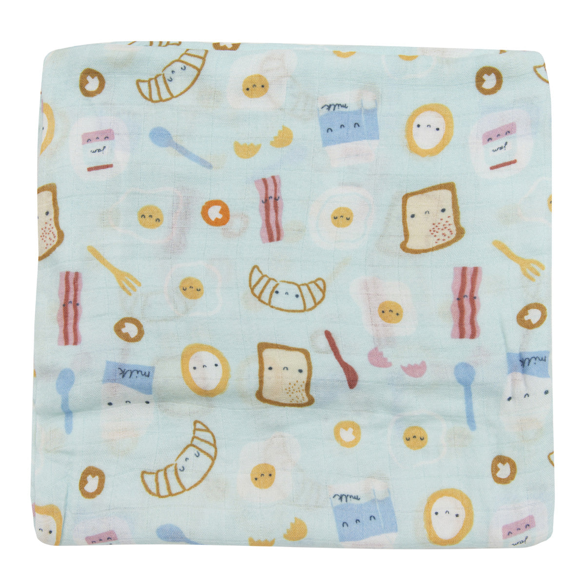 Loulou Lollipop Bamboo Muslin Swaddle Blanket - Breakfast Blue