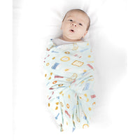 Loulou Lollipop Bamboo Muslin Swaddle Blanket - Breakfast Blue