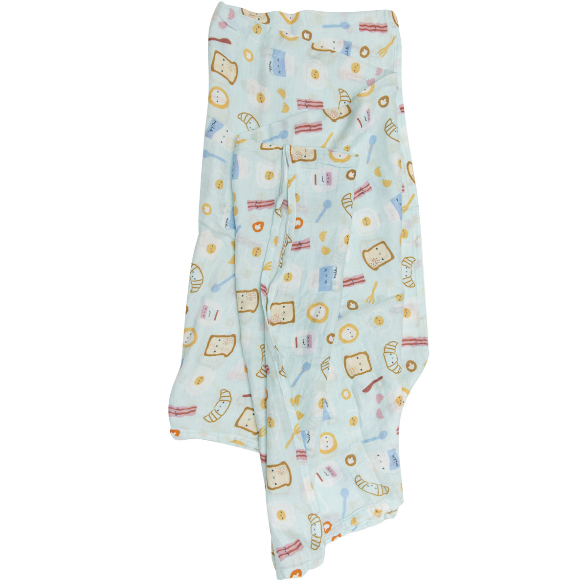 Loulou Lollipop Bamboo Muslin Swaddle Blanket - Breakfast Blue