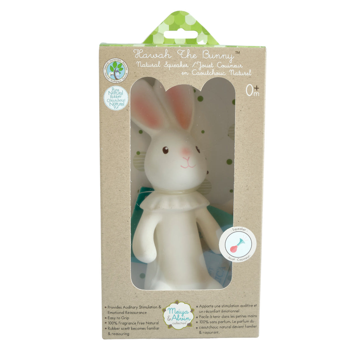 Tikiri Toys Natural Rubber Squeaky Toy - Havah the Bunny
