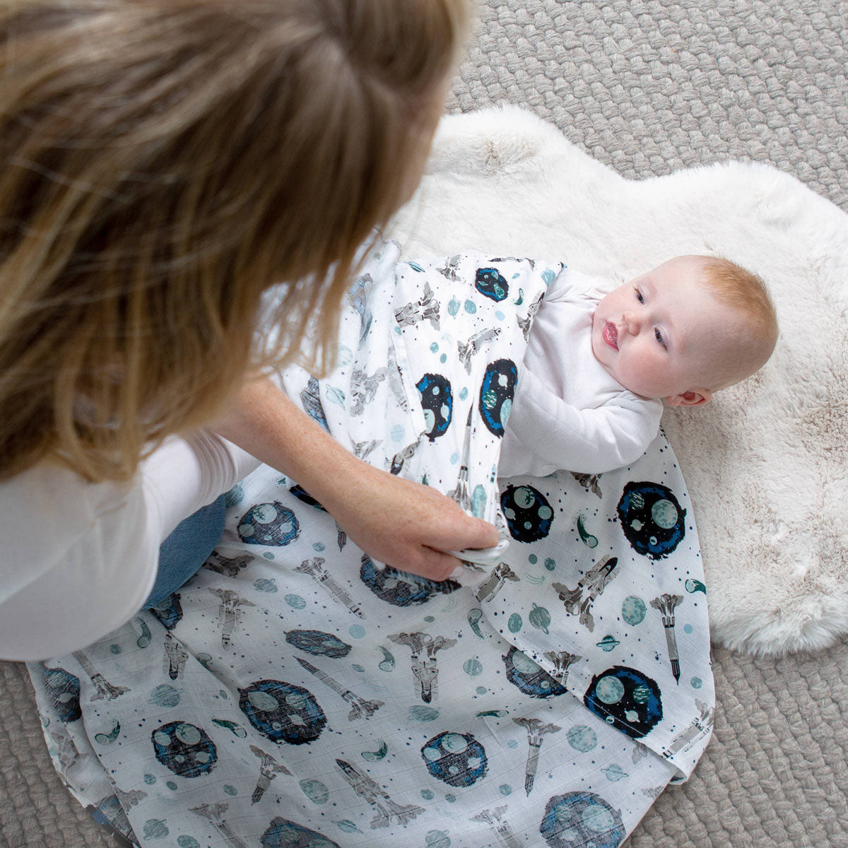 Bebe Au Lait Oh-So-Soft Muslin Swaddle Blanket - Space