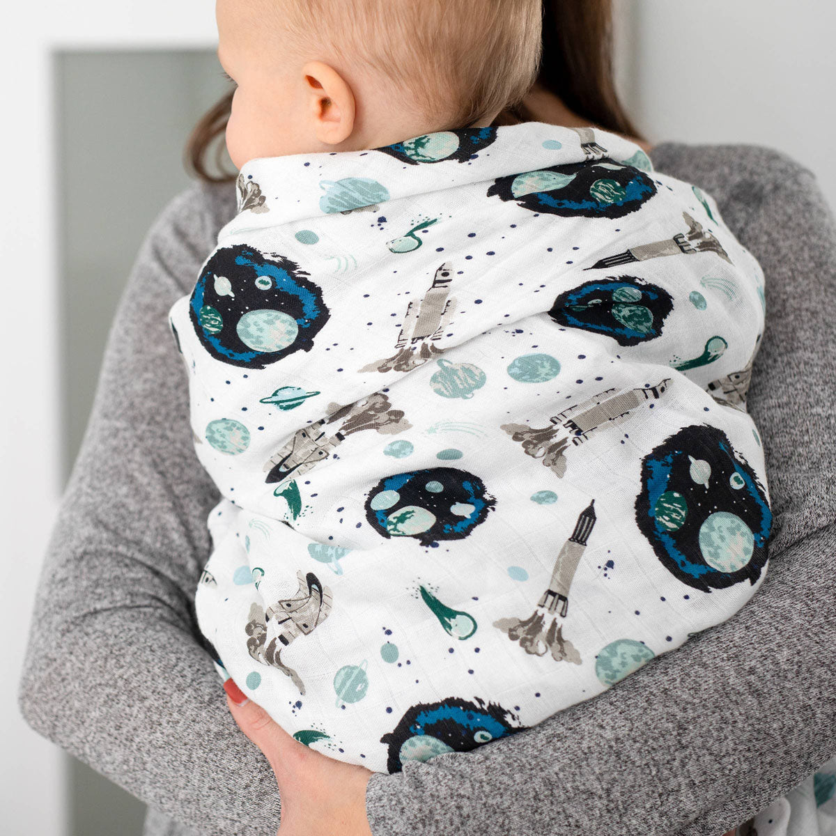 Bebe Au Lait Oh-So-Soft Muslin Swaddle Blanket - Space