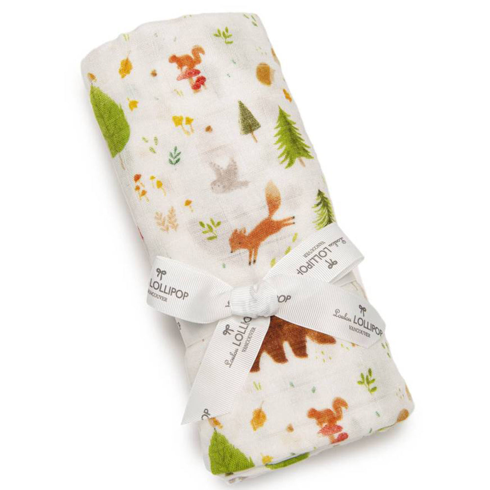 Loulou Lollipop Bamboo Muslin Swaddle Blanket Forest Friends