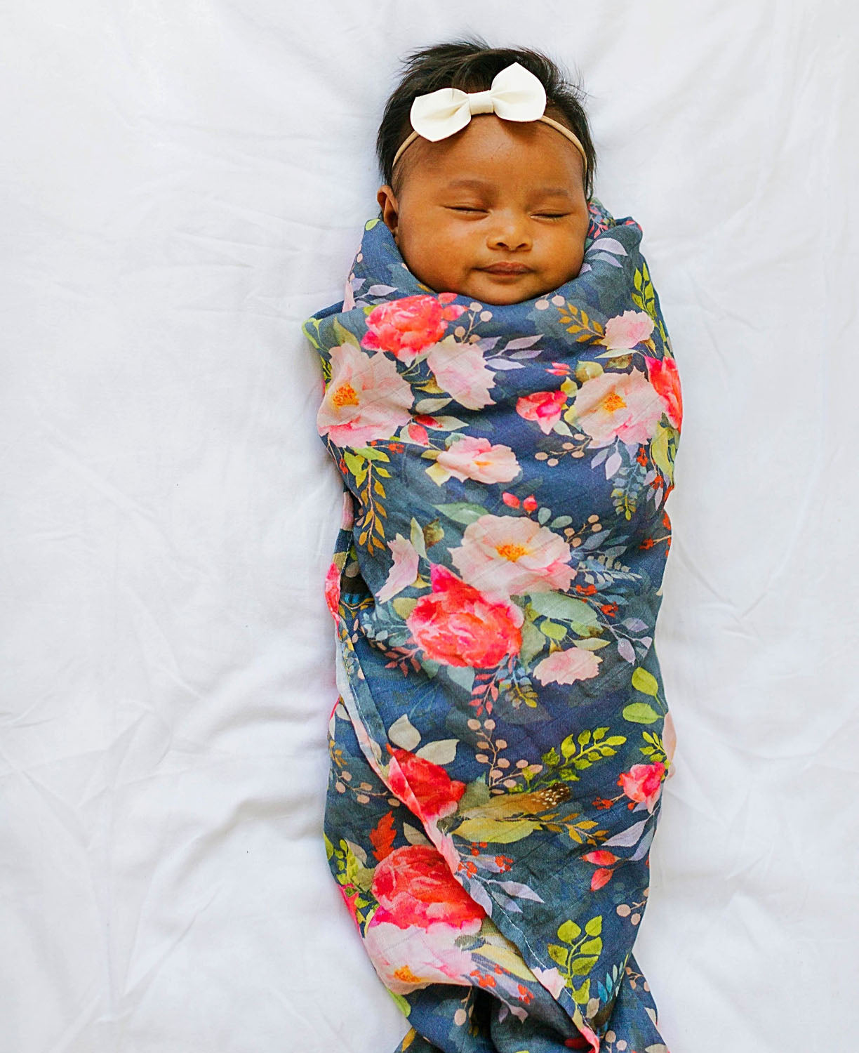 Loulou Lollipop Bamboo Muslin Swaddle Blanket Midnight Bloom