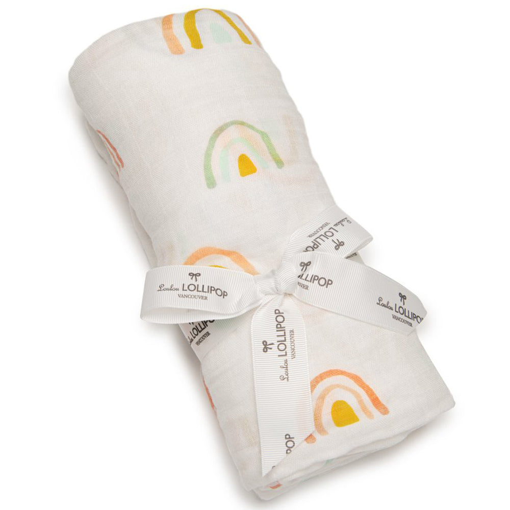 Loulou Lollipop Bamboo Muslin Swaddle Blanket Pastel Rainbow