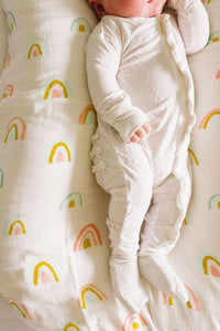 Loulou Lollipop Bamboo Muslin Swaddle Blanket Pastel Rainbow