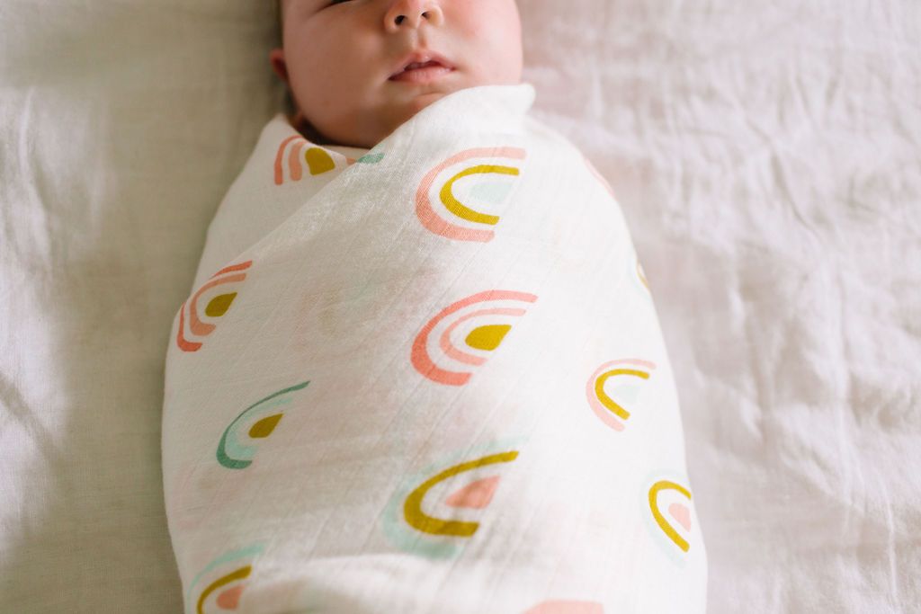 Loulou Lollipop Bamboo Muslin Swaddle Blanket Pastel Rainbow