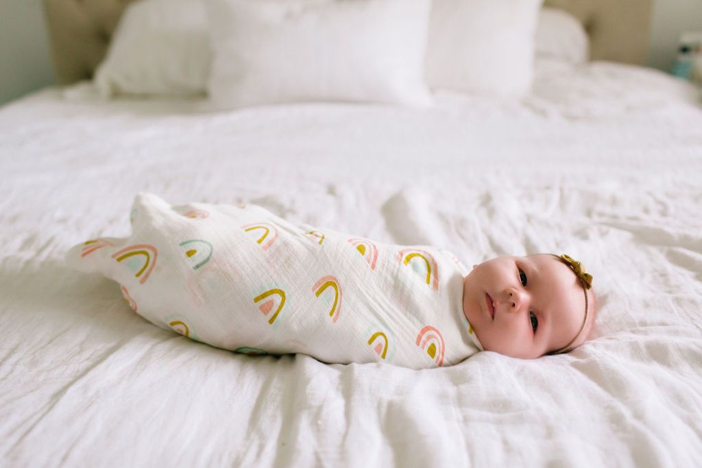 Loulou Lollipop Bamboo Muslin Swaddle Blanket Pastel Rainbow