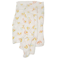 Loulou Lollipop Bamboo Muslin Swaddle Blanket Pastel Rainbow