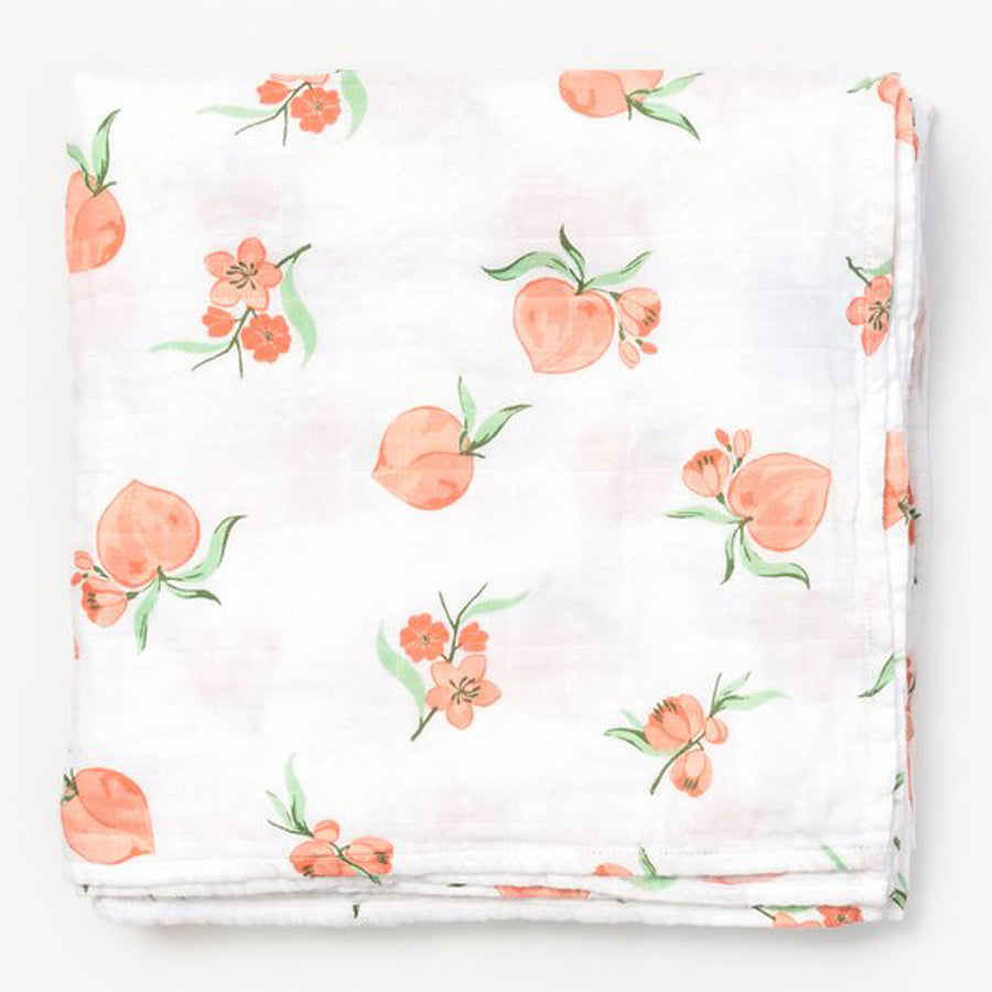 Little Blue Nest Organic Cotton Muslin Swaddle Blanket - Peach Blossom