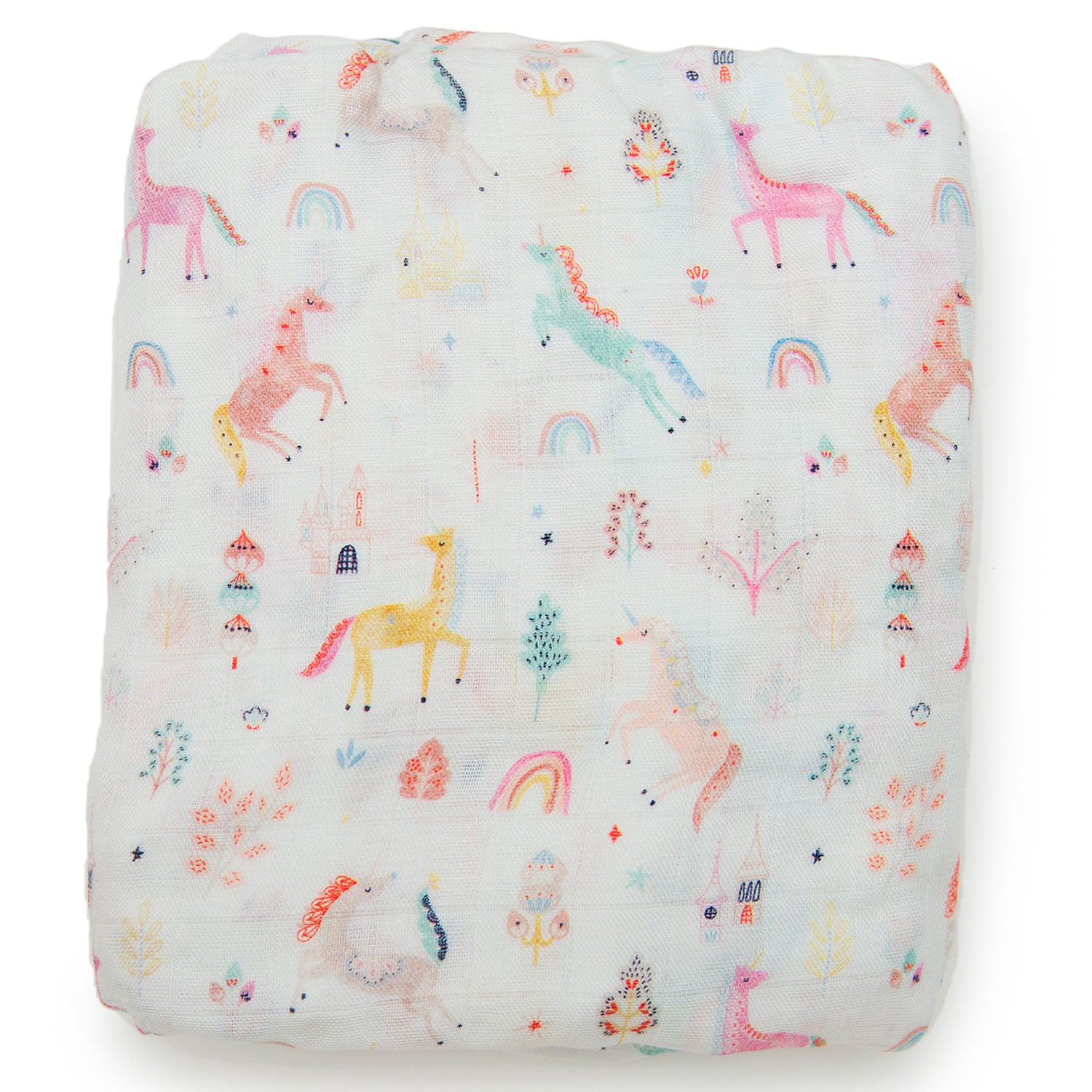 Loulou Lollipop Bamboo Muslin Fitted Crib Sheet - Unicorn Dream