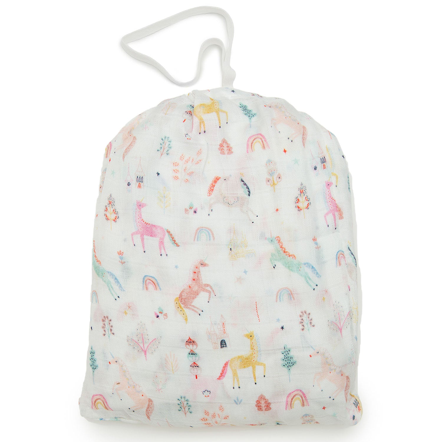 Loulou Lollipop Bamboo Muslin Fitted Crib Sheet - Unicorn Dream