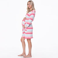 Kickee Pants Women's Maternity/Nursing Robe & Layette Gown Set - Cotton Candy Stripe