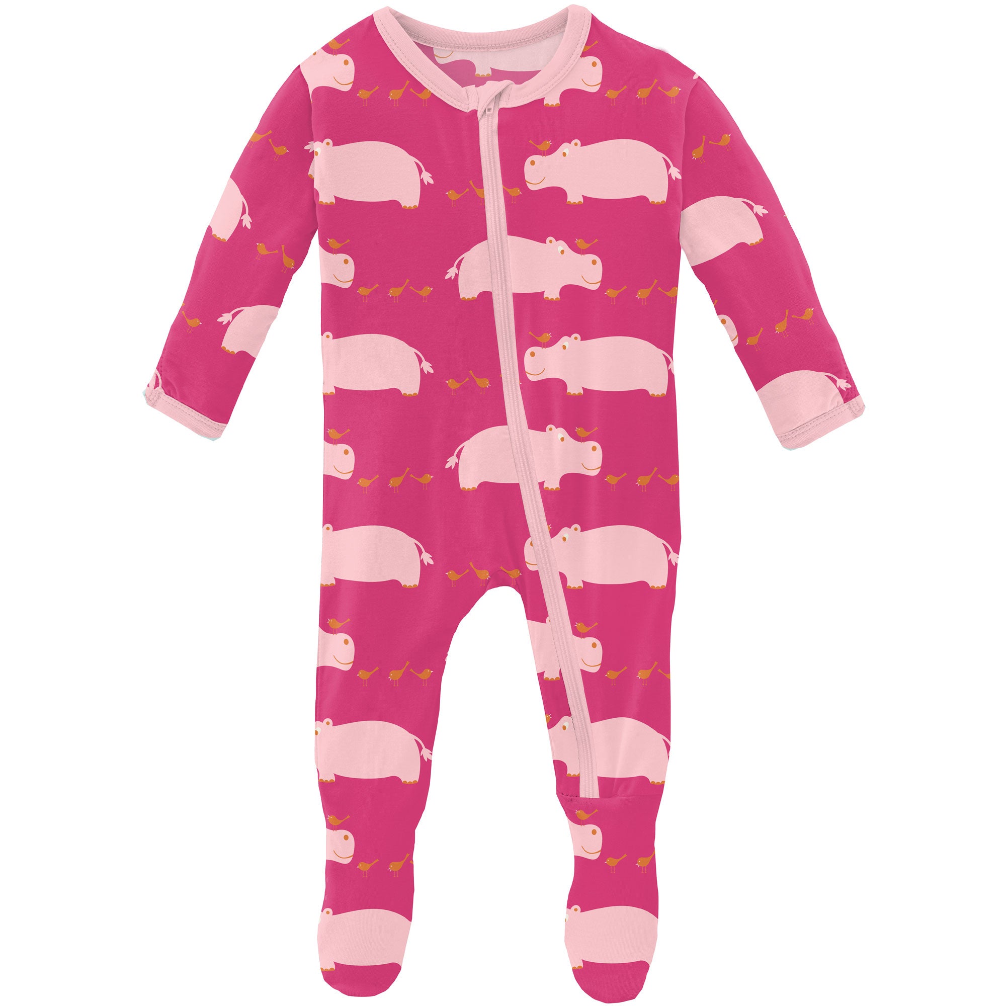 Kickee Pants Footie with Zipper - Calypso Hippo