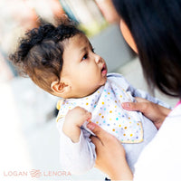 Logan + Lenora Aqua Dots Organic Neckerchief Bib