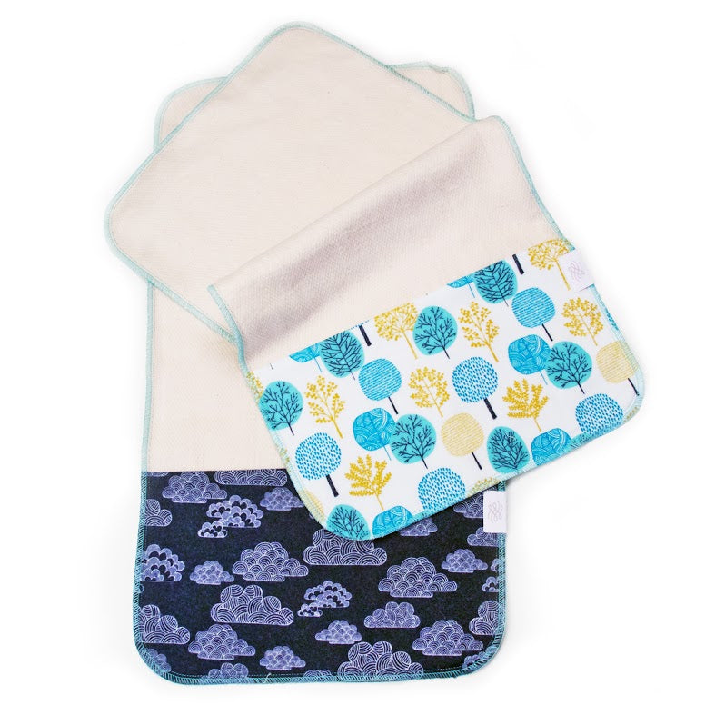 Logan + Lenora Organic Burp Cloth Set - Blue Woods