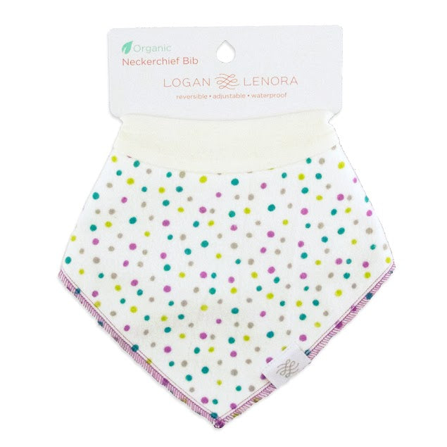 Logan + Lenora Orchid Dots Organic Neckerchief Bib