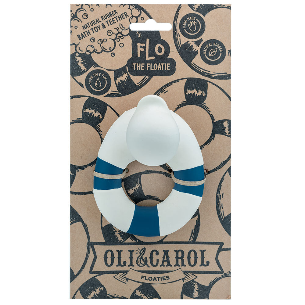 Oli & Carol Natural Rubber Bath Toy - Flo the Floatie White