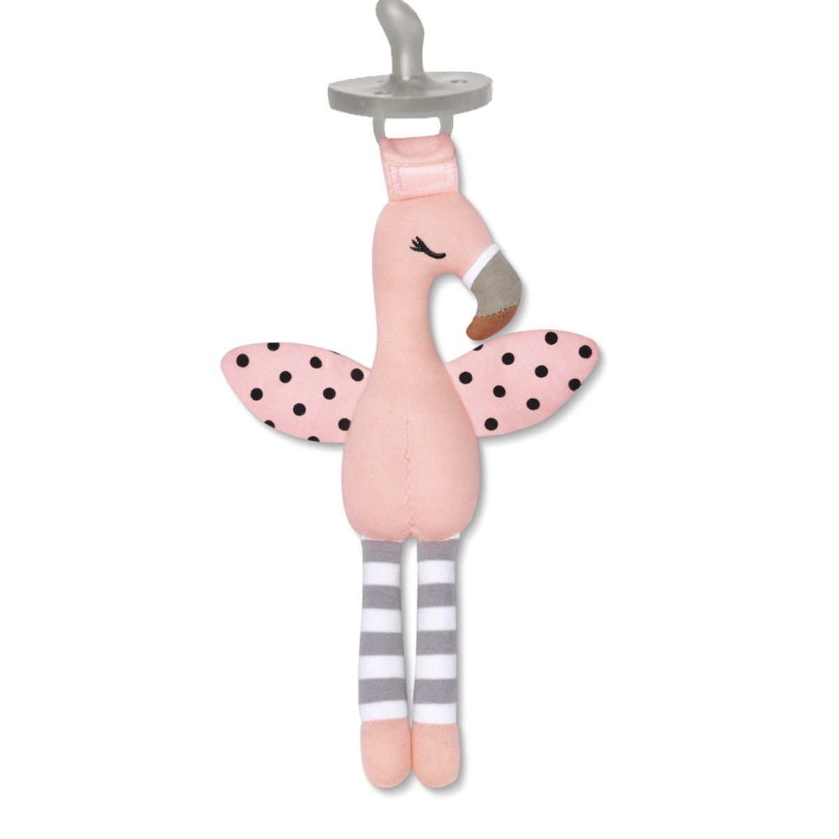 Apple Park Organic Pacifier Buddy - Franny Flamingo