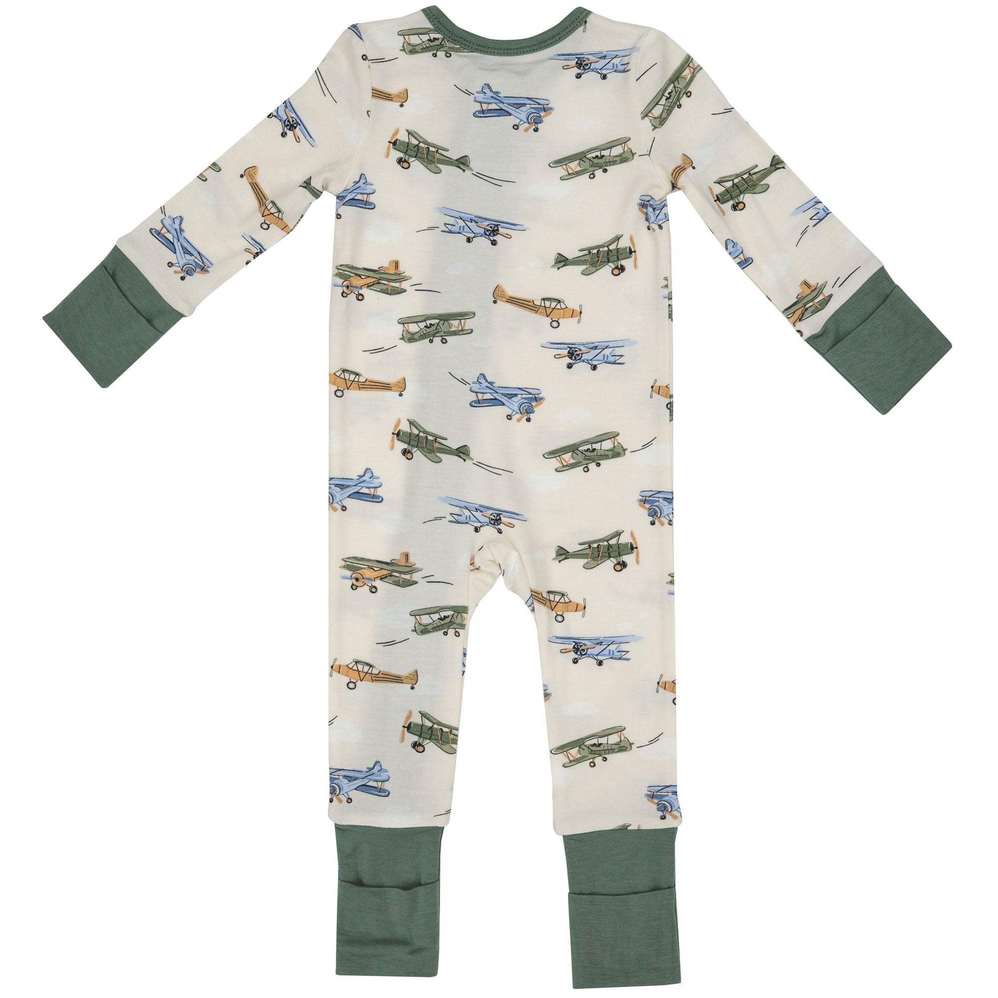 Angel Dear Bamboo 2-Way Zipper Romper - Vintage Airplane