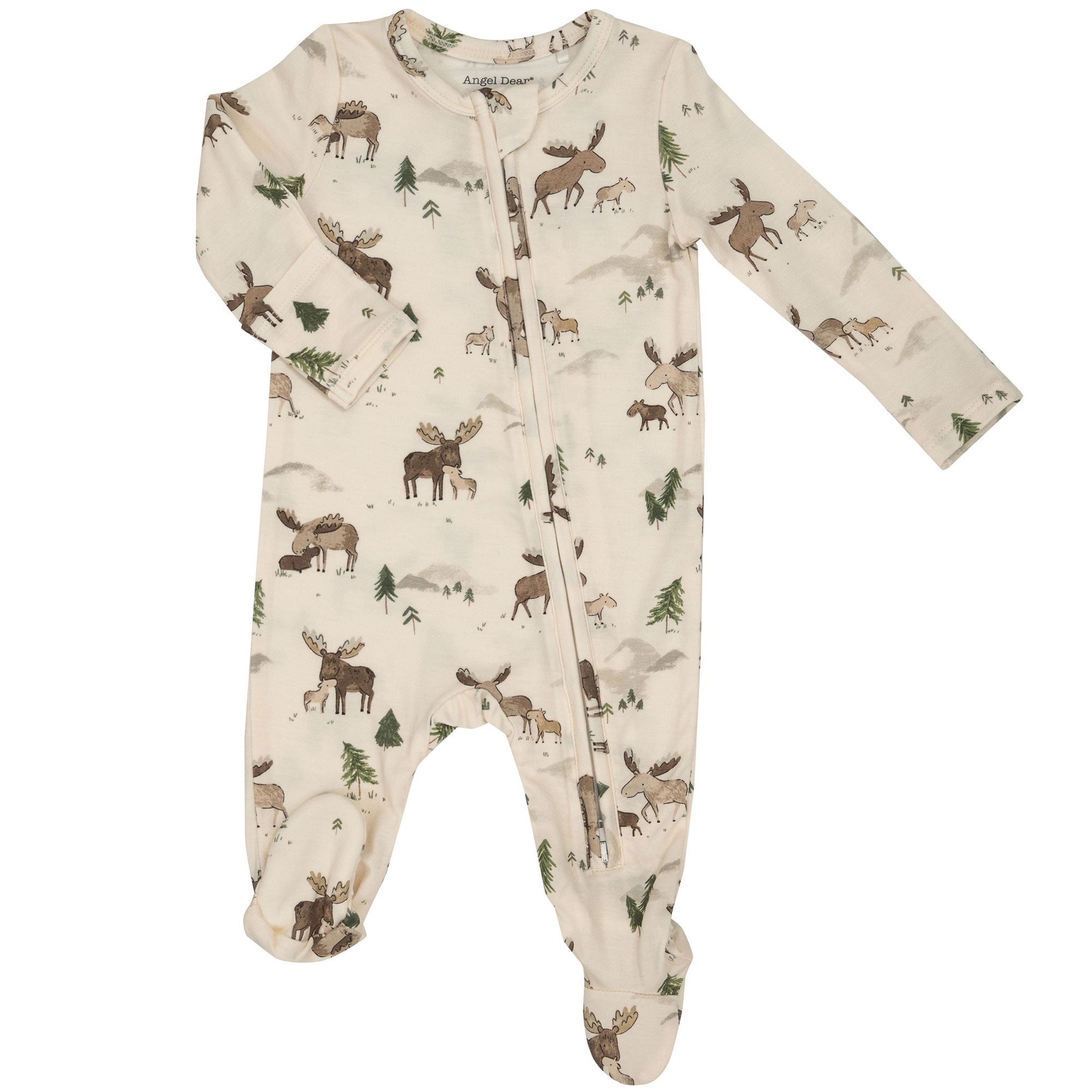 Angel Dear Bamboo Zipper Footie - Moose Family