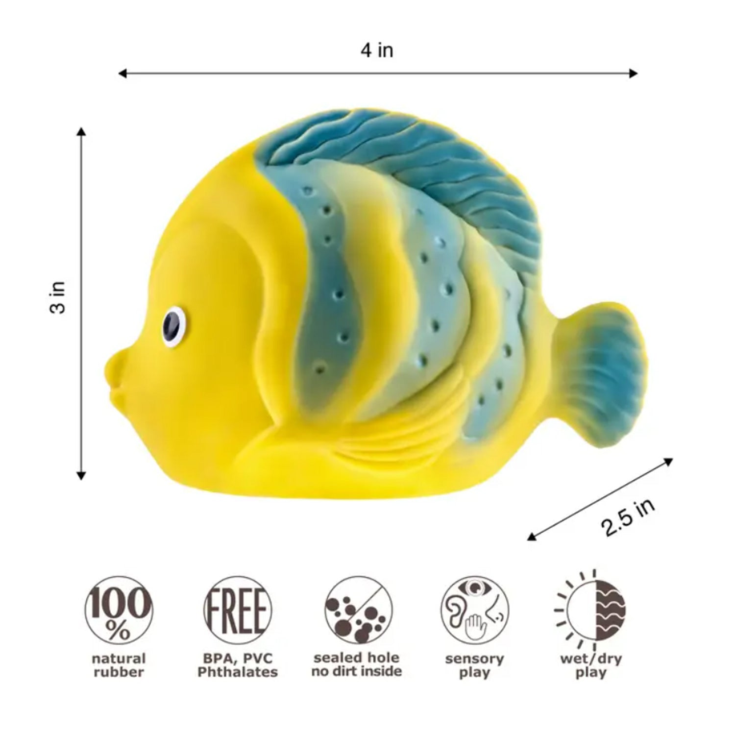 CaaOcho Pure Natural Rubber Butterfly Fish Bath Toy