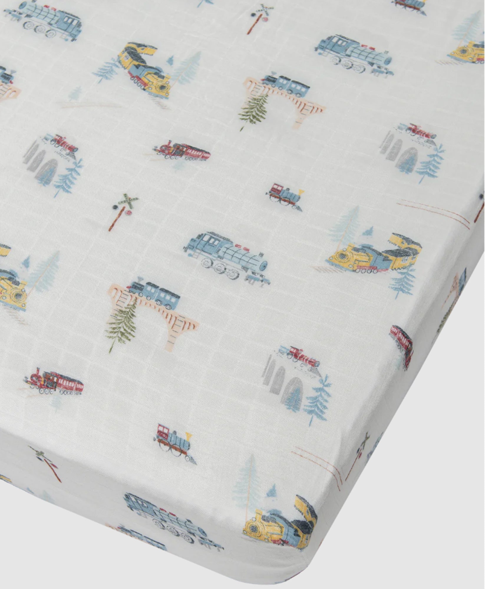 Loulou Lollipop Bamboo Muslin Fitted Crib Sheet -  All Aboard