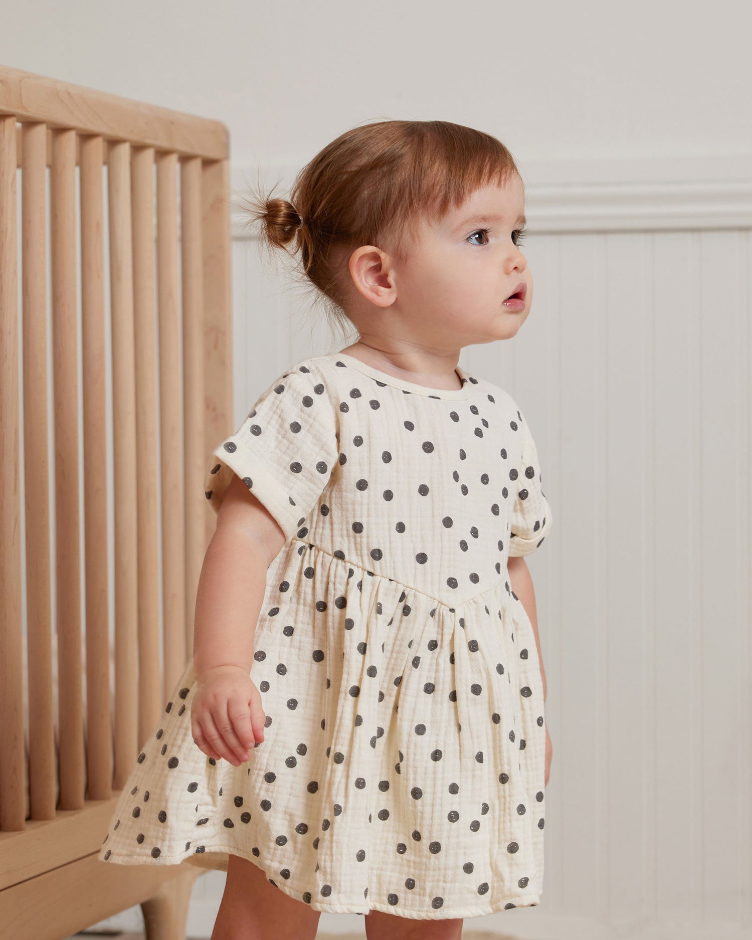 Quincy Mae Organic Brielle Dress - Navy Dot