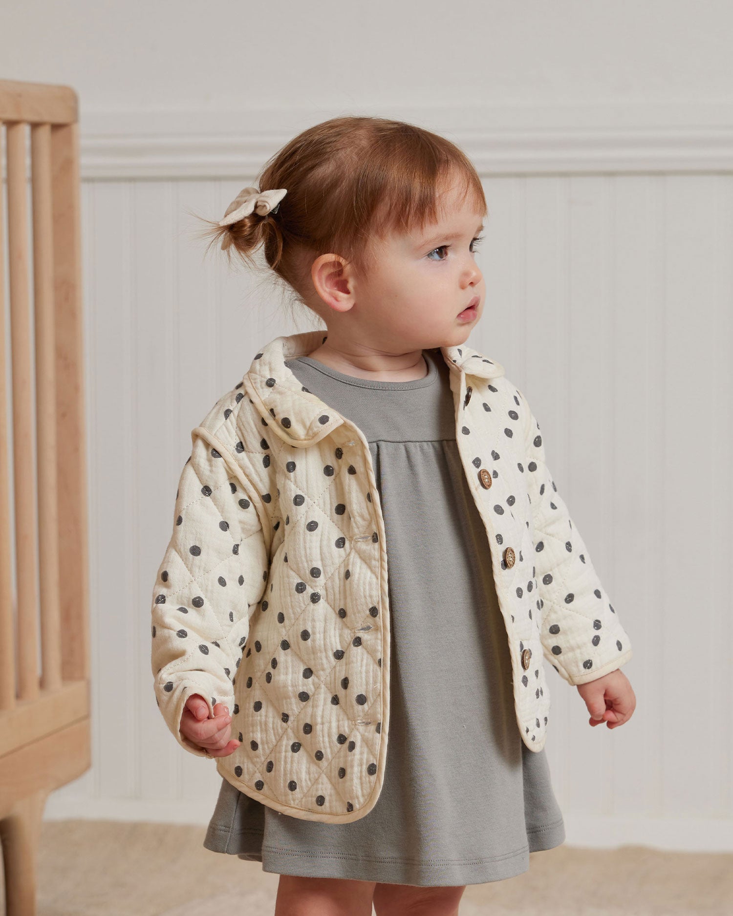 Quincy Mae Organic Quilted Jacket - Navy Dot