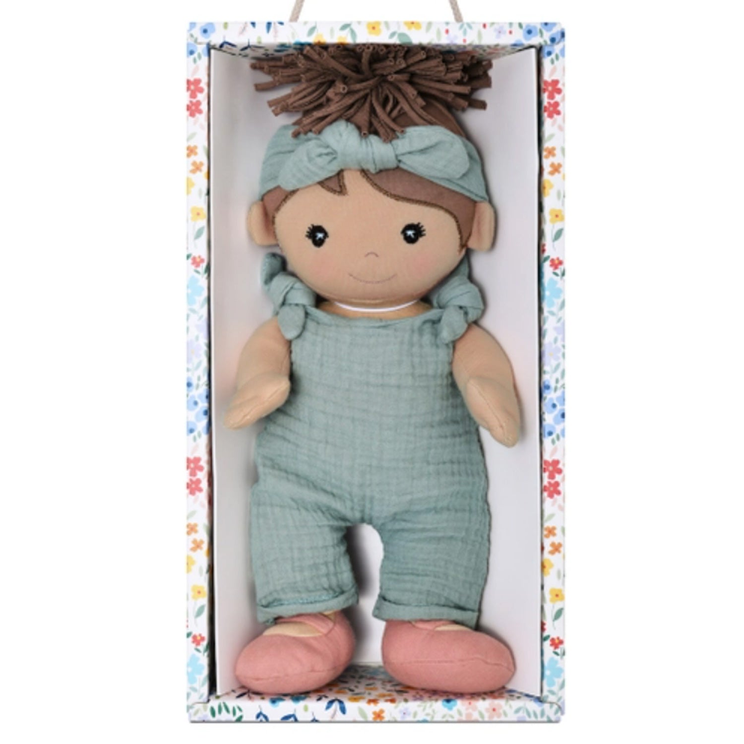 Apple Park Kids Organic Cotton Doll - Paloma in Teal Muslin