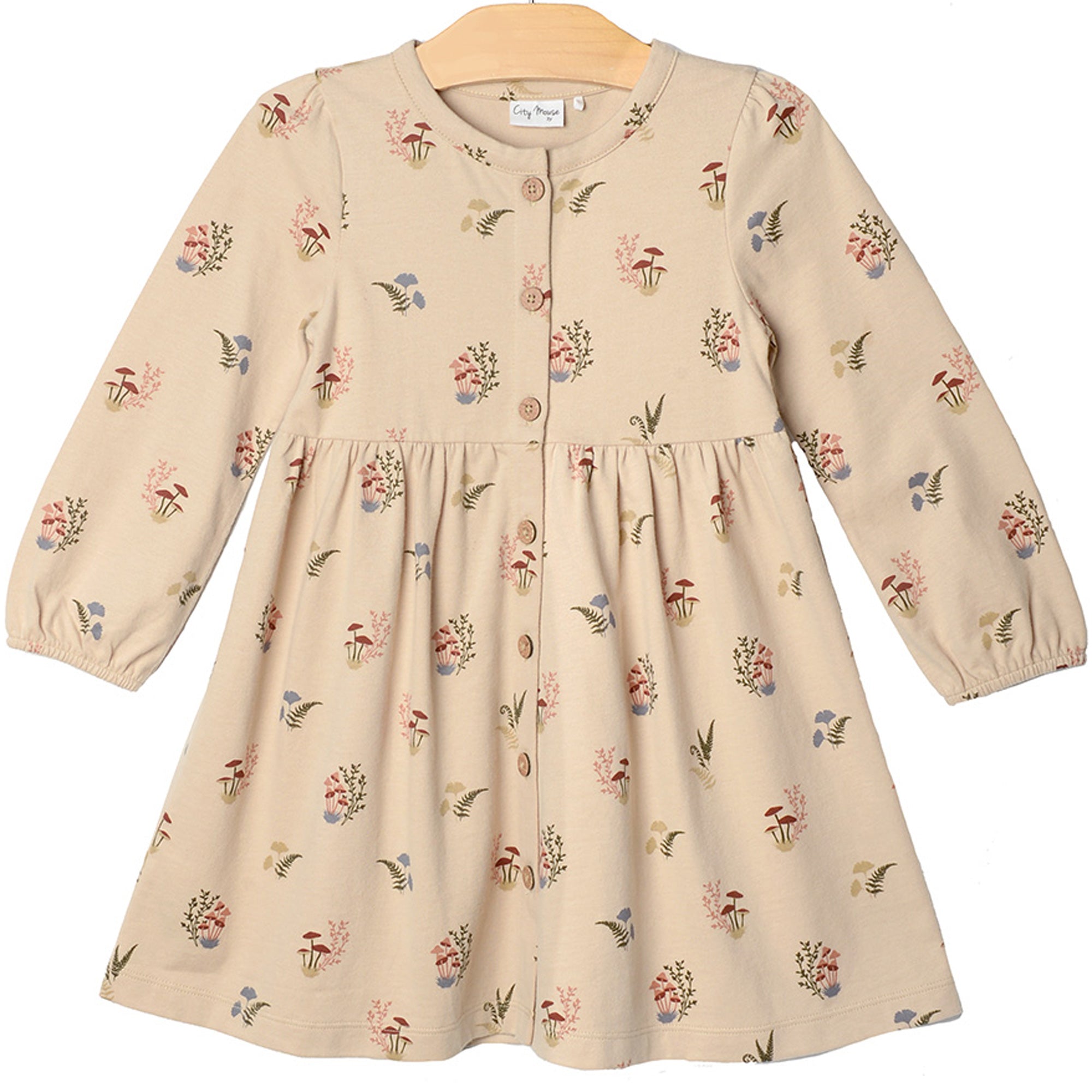 City Mouse Button Down Dress- Mushrooms