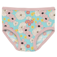 Kickee Pants Bamboo Girls Underwear Set - Summer Sky Flower Power