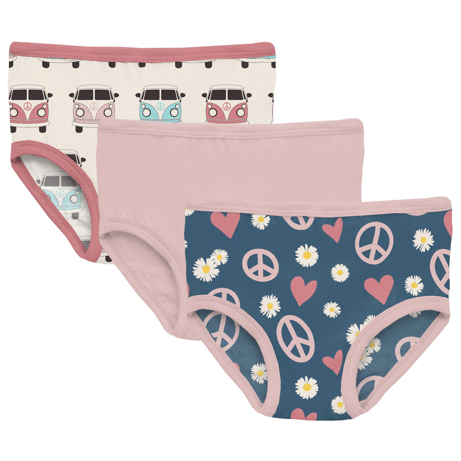 Kickee Pants Bamboo Girls Underwear Set - Peace, Love and Happiness