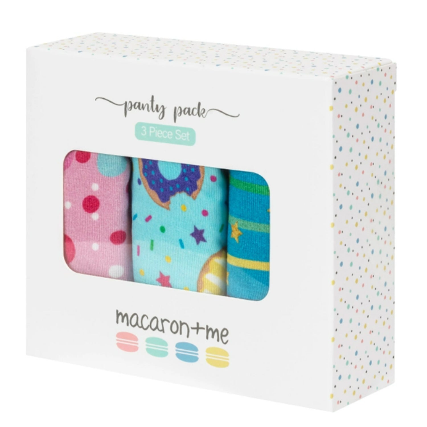 Macaron + Me Bamboo Girls Underwear Set - Turquoise Donuts