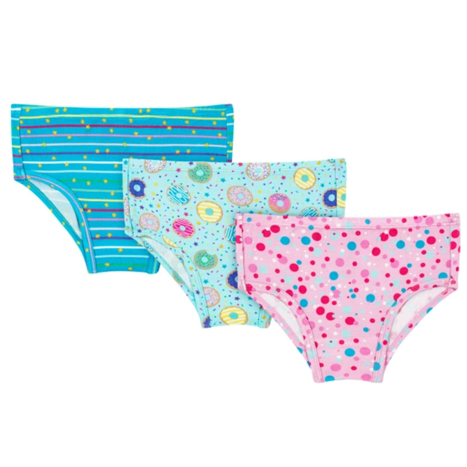 Macaron + Me Bamboo Girls Underwear Set - Turquoise Donuts