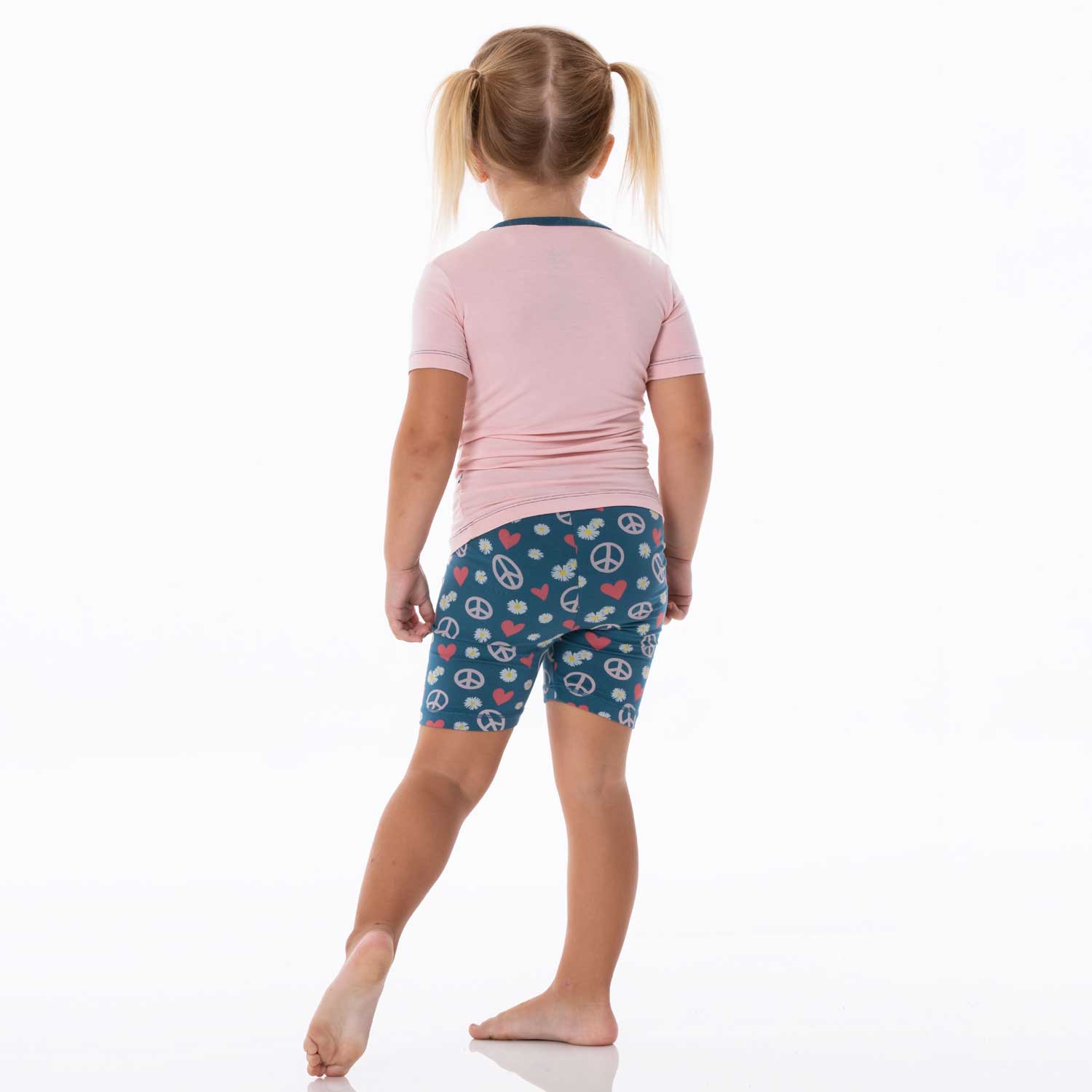 KicKee Pants Short Sleeve Pajama Set with Shorts - Peace, Love and Happiness