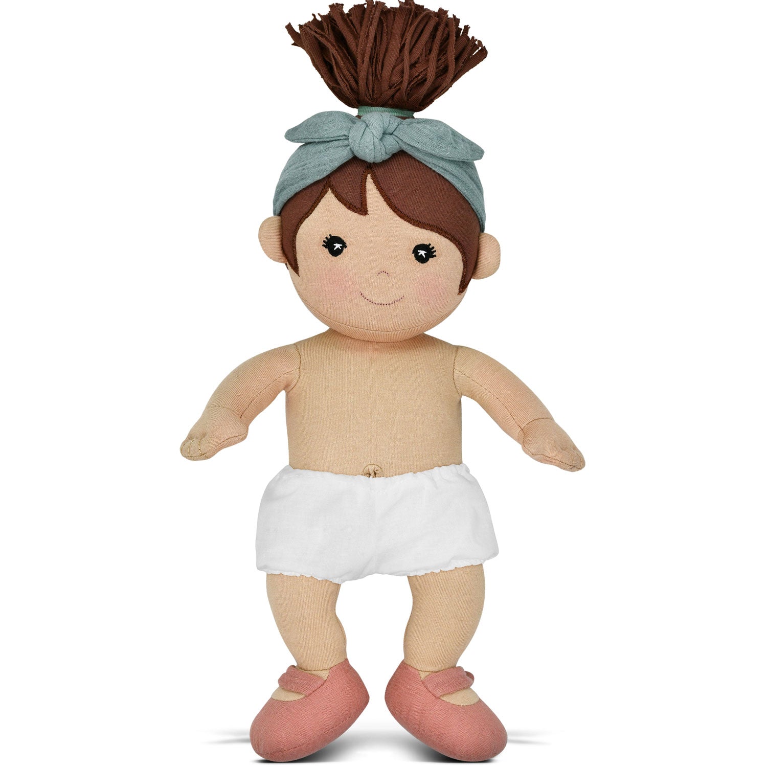 Apple Park Kids Organic Cotton Doll - Paloma in Teal Muslin