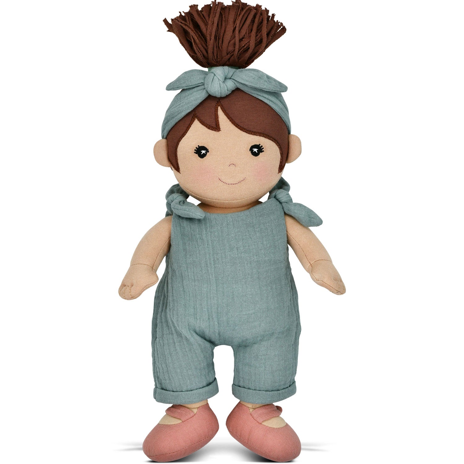 Apple Park Kids Organic Cotton Doll - Paloma in Teal Muslin