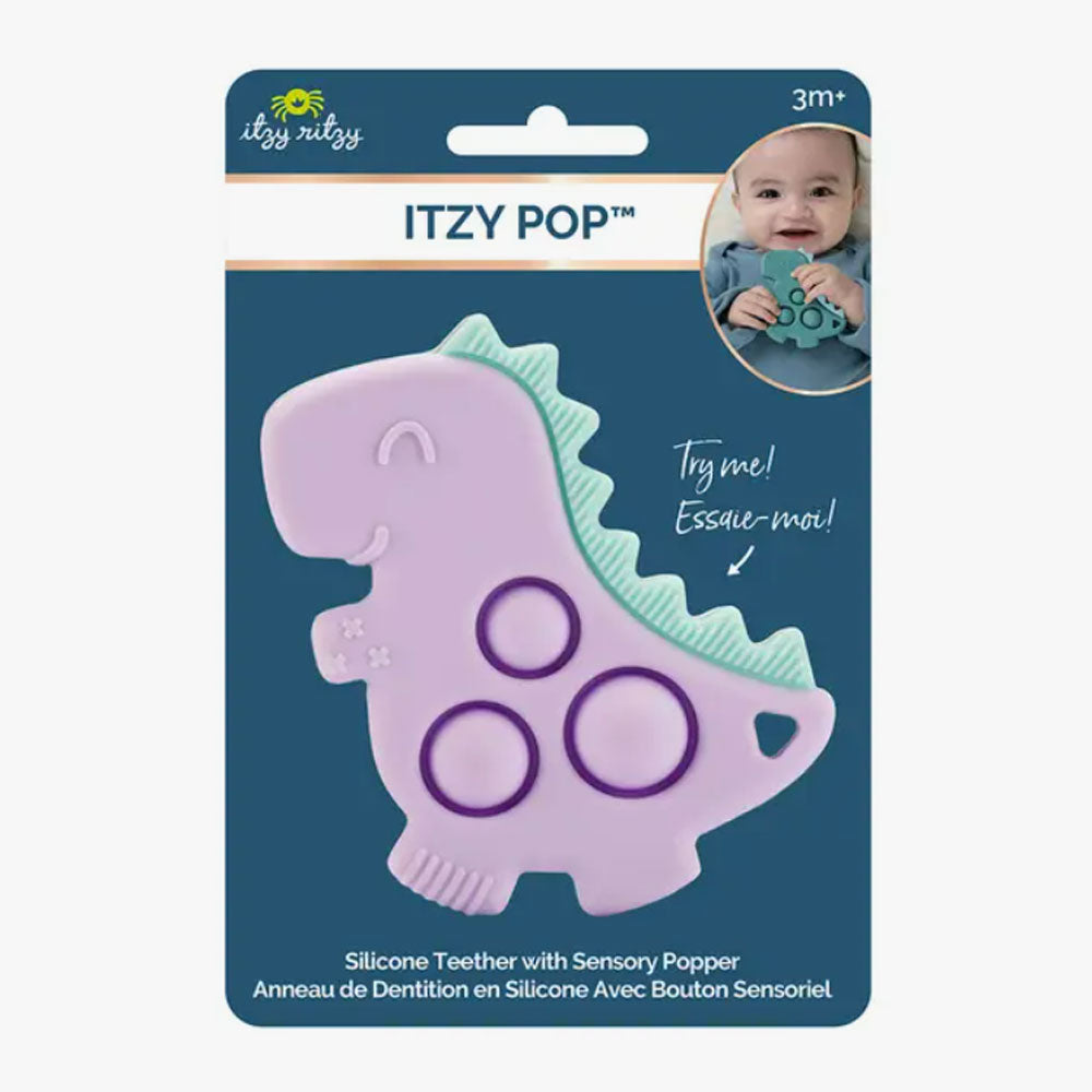 Itzy Ritzy Itzy Pop Sensory Popper Toy Teether - Lilac Dino