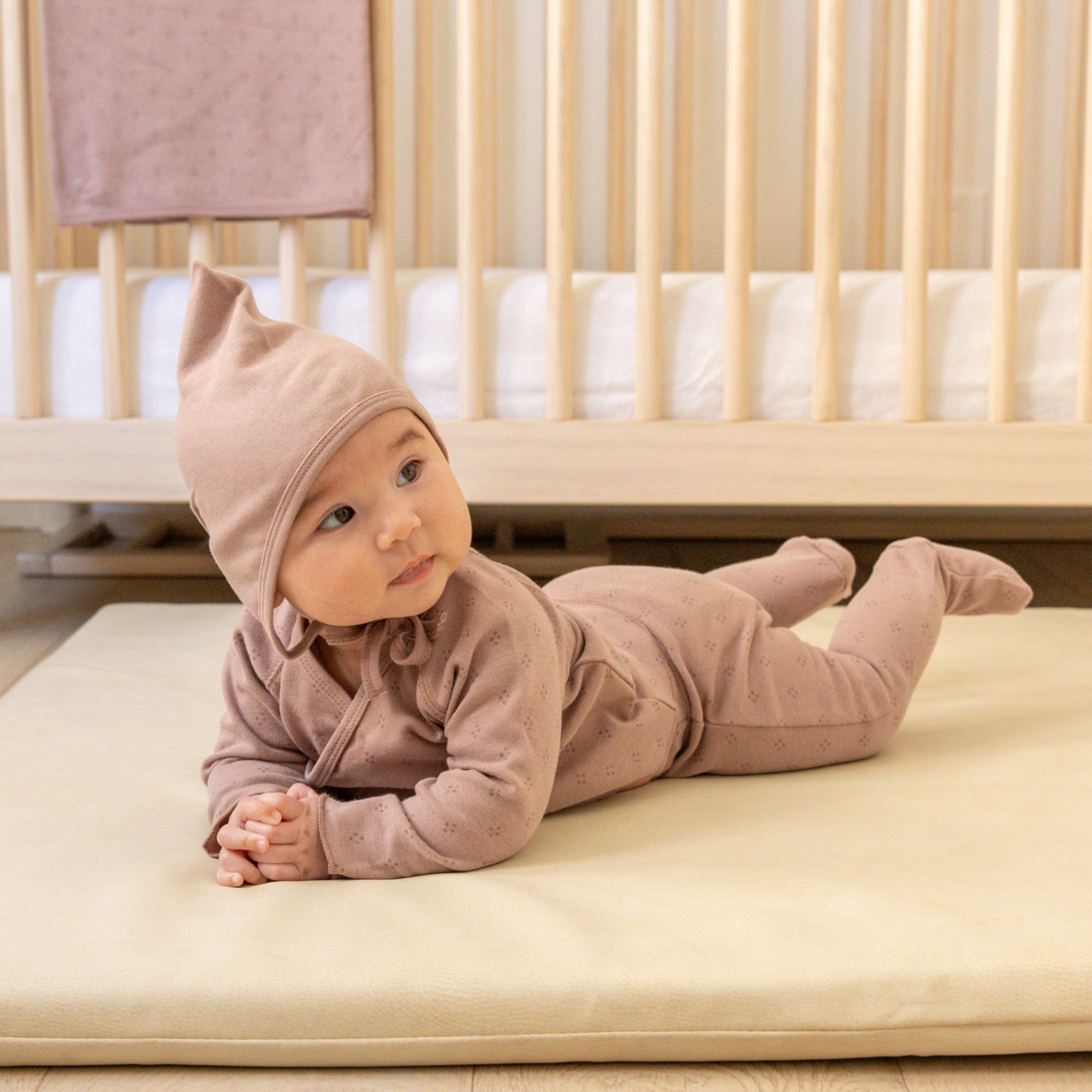 Quincy Mae Organic Wrap Top + Footed Pant Set - Dotty