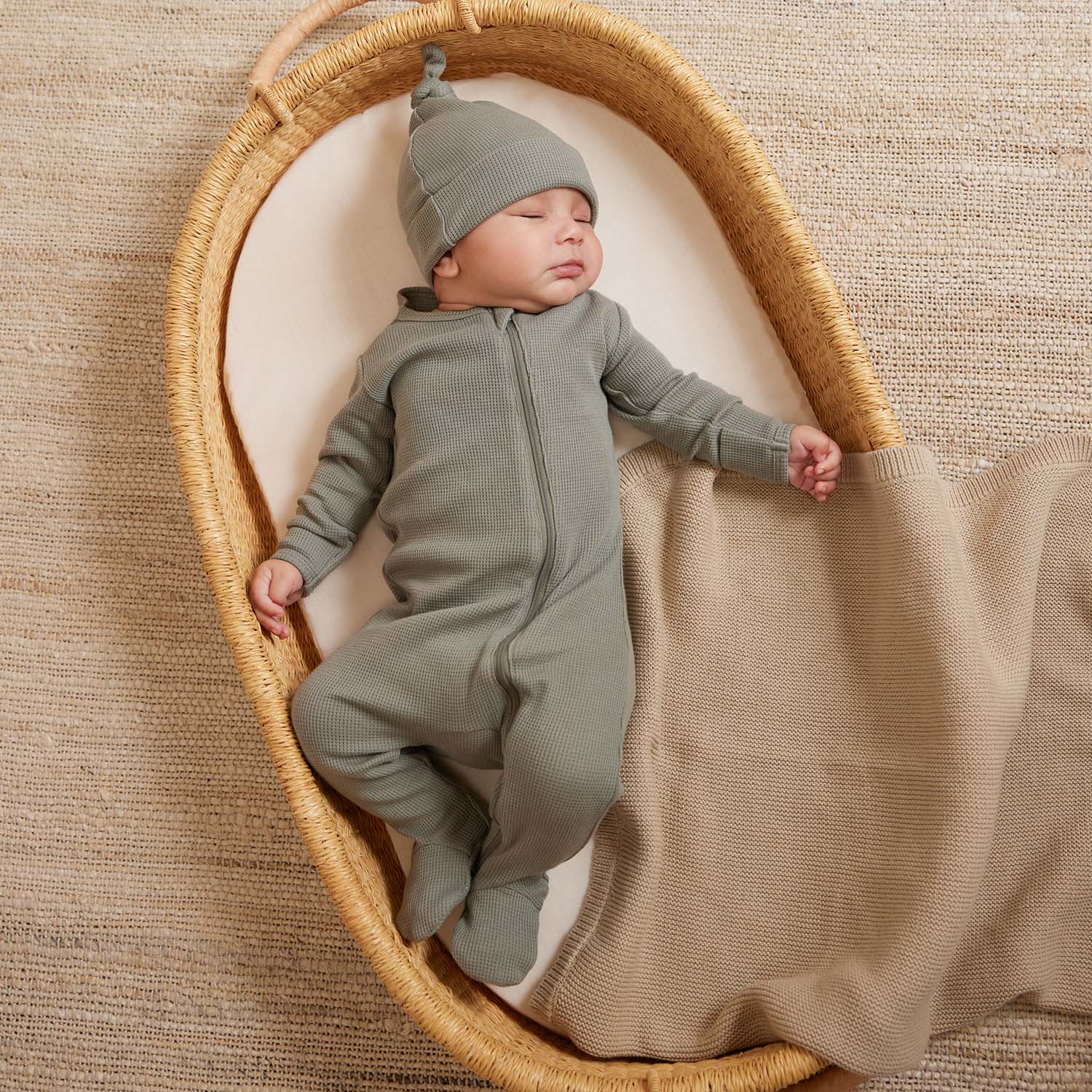 Quincy Mae Organic Waffle Sleep Set - Basil