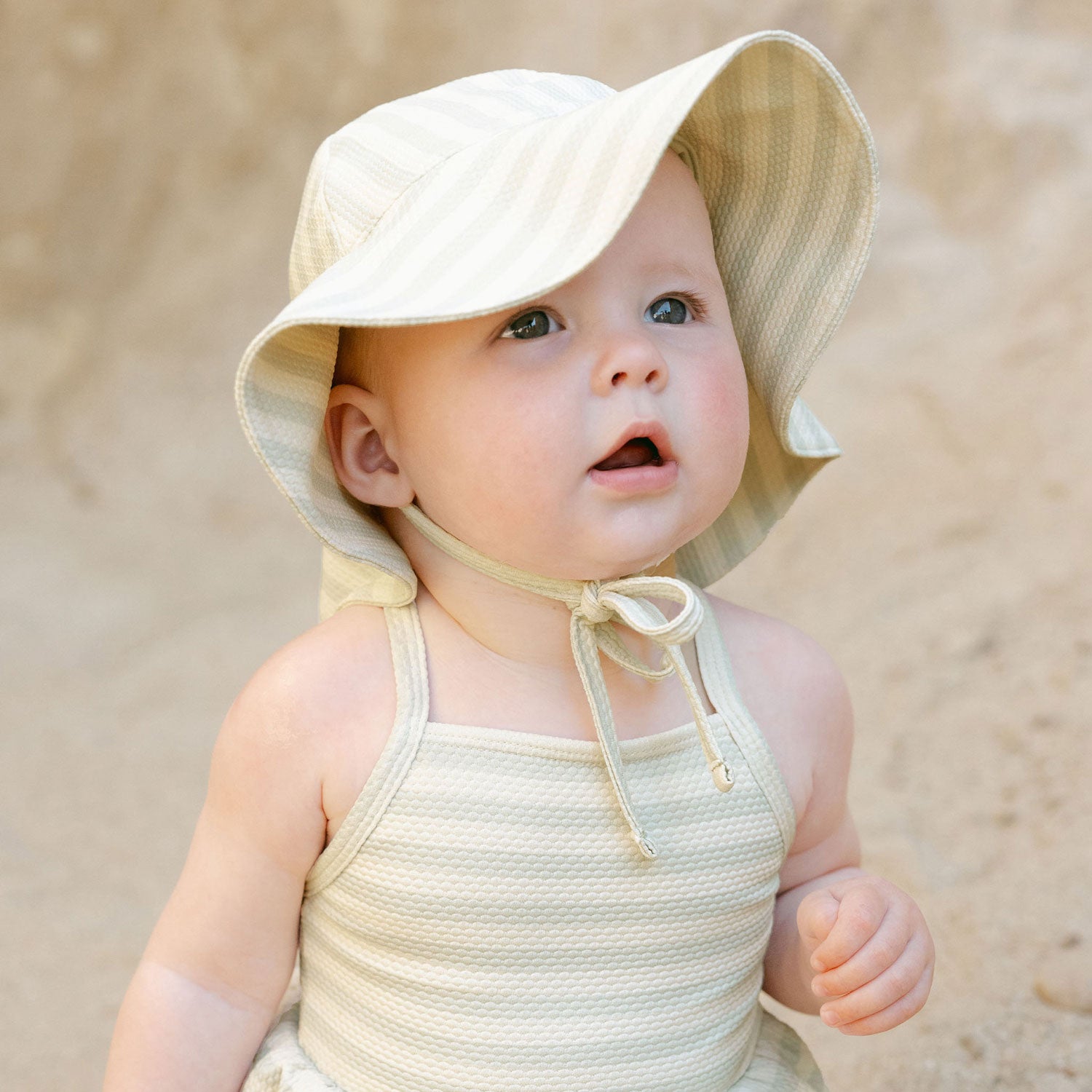 Quincy Mae Sun Hat - Mint Stripe